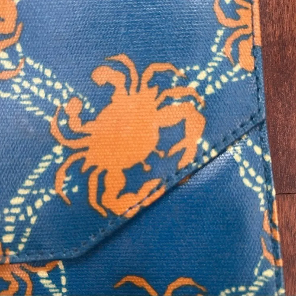 Halsea Blue and Orange Crab Pattern Clutch